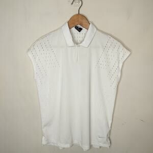 Nike Dri-Fit Ace Golf Polo Top White Stretch